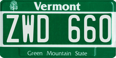 VT license plate ZWD660