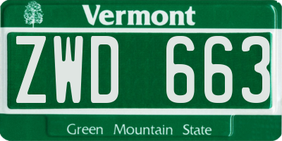 VT license plate ZWD663