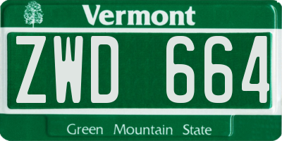 VT license plate ZWD664