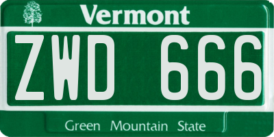 VT license plate ZWD666