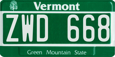 VT license plate ZWD668