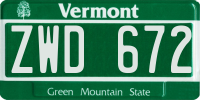 VT license plate ZWD672