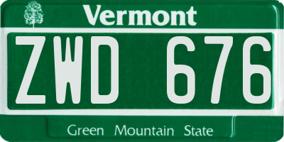 VT license plate ZWD676