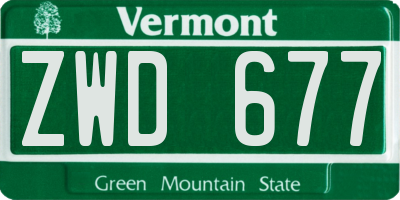 VT license plate ZWD677