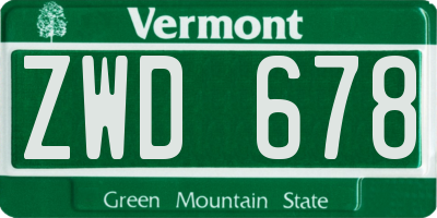VT license plate ZWD678