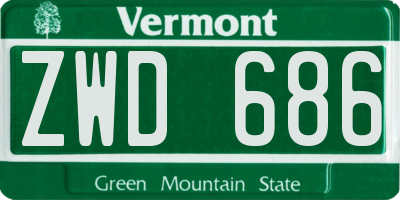 VT license plate ZWD686
