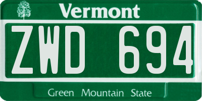 VT license plate ZWD694