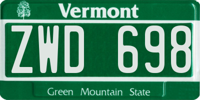 VT license plate ZWD698
