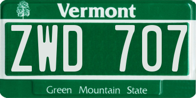 VT license plate ZWD707