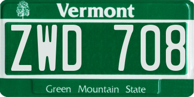 VT license plate ZWD708