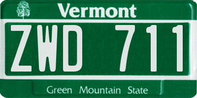 VT license plate ZWD711