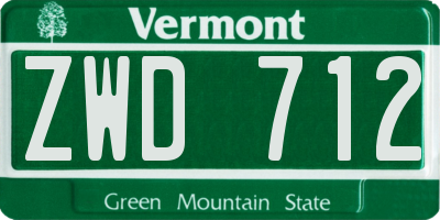 VT license plate ZWD712