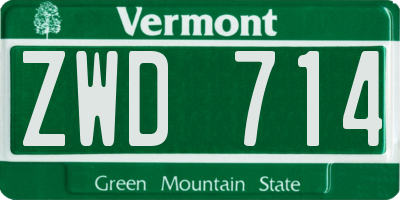 VT license plate ZWD714
