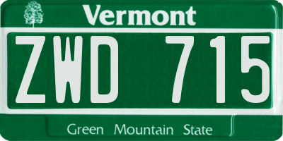 VT license plate ZWD715