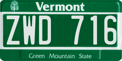 VT license plate ZWD716