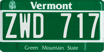 VT license plate ZWD717