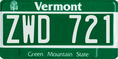 VT license plate ZWD721