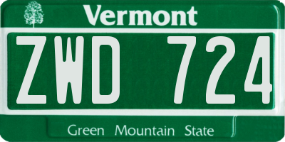 VT license plate ZWD724