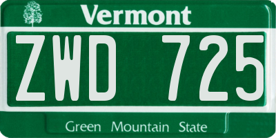 VT license plate ZWD725