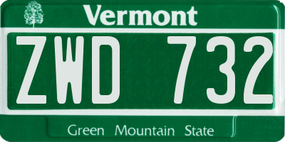 VT license plate ZWD732