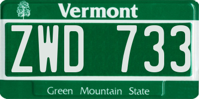 VT license plate ZWD733