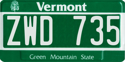 VT license plate ZWD735