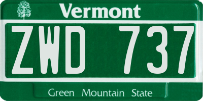 VT license plate ZWD737