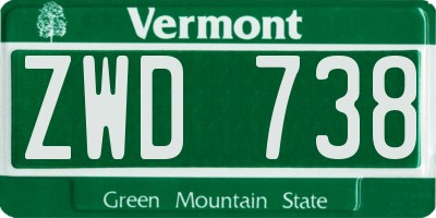 VT license plate ZWD738