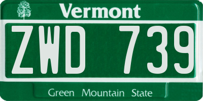 VT license plate ZWD739