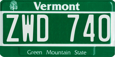 VT license plate ZWD740