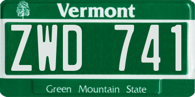 VT license plate ZWD741