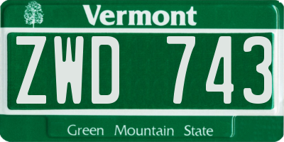 VT license plate ZWD743