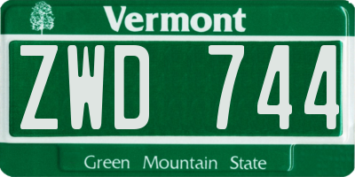VT license plate ZWD744