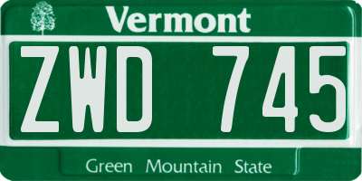 VT license plate ZWD745
