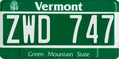 VT license plate ZWD747