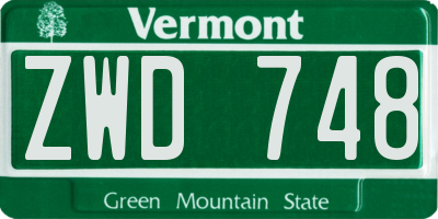 VT license plate ZWD748