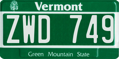 VT license plate ZWD749