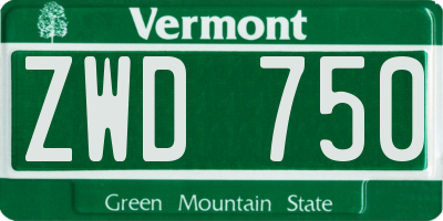 VT license plate ZWD750