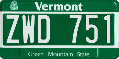 VT license plate ZWD751