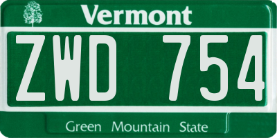 VT license plate ZWD754
