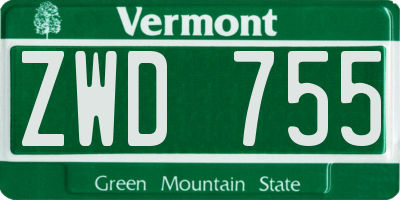 VT license plate ZWD755