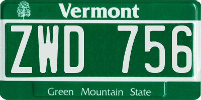 VT license plate ZWD756