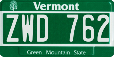 VT license plate ZWD762