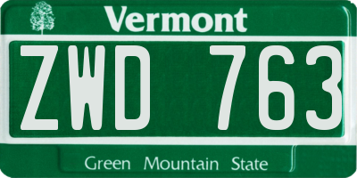 VT license plate ZWD763