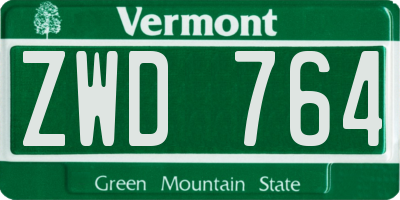 VT license plate ZWD764