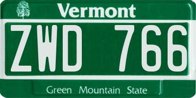 VT license plate ZWD766