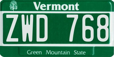 VT license plate ZWD768