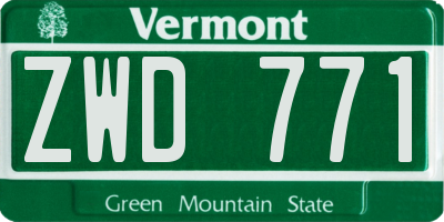 VT license plate ZWD771