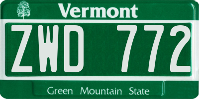 VT license plate ZWD772