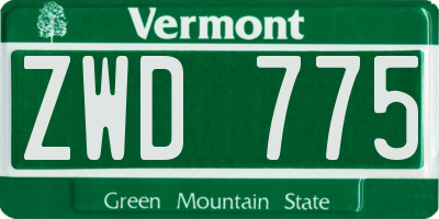 VT license plate ZWD775